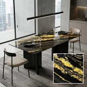 <span class=keywords><strong>Mesa</strong></span> de Centro Moderna de Lujo <span class=keywords><strong>para</strong></span> Comedor, Sala de Estar, con Base Negra Arqueada y Mármol <span class=keywords><strong>Dorado</strong></span>, Muebles al por Mayor Personalizados - Product Image 1