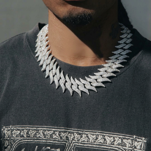 Fully Iced Out Moissanite Diamond Customized Vintage Alloy Fancy Link Chain Necklace Party IGI Certified for Men - Product Image 1