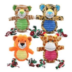 Jouet en peluche interactif <span class=keywords><strong>pour</strong></span> <span class=keywords><strong>chien</strong></span>, motif léopard, tigre, lion, girafe, avec corde en coton <span class=keywords><strong>pour</strong></span> nettoyer les dents, vente en gros - Product Image 1