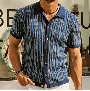 Yaz çizgili Camisas Polo Oversize as boy örme Knitted De Hombre T shirt erkekler için - Product Image 2
