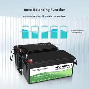 SUNBOND Batterie solaire 12v 24v 48v 100ah 150ah 200ah 300ah Batterie de stockage Lifepo4 Batterie