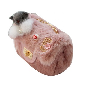 Новое поступление, плюшевая маленькая сумка через плечо, милые аксессуары для маленькой принцессы, мини сумка на плечо с цепочкой для маленьких девочек - Product Image 4