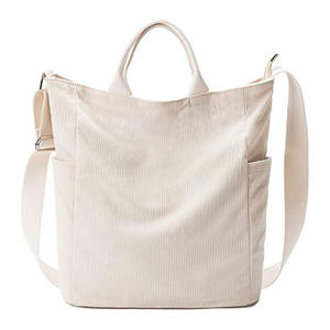 Bolso de mano cruzado de lona para mujer a la moda, bolso de pana suave con cremallera, diseño personalizado, Color sólido para la universidad, asequible - Product Image 1