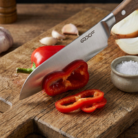 Couteau de cuisine en acier inoxydable allemand 1.4116, style japonais, couteau Santoku de 6 pouces avec manche en bois d'olivier, couteau Santoku japonais