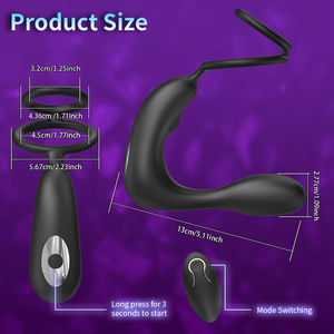 Anneau <span class=keywords><strong>p</strong></span>énien multi-mode avec stimulateur du point <span class=keywords><strong>P</strong></span>, vibrateur de prostate, télécommande, ABS+Silicone, étanche IPX7, 12 modes pour - Product Image 3