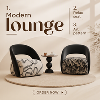 Fauteuil lounge moderne incurvé et rembourré avec siège à imprimé botanique pour hall d'hôtel, café, club, réception et mobilier de salon