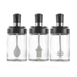 Olive Oil Bottle Transparent Storage Container Salt Sugar Glass Condiment Pots cooking glass spice jar glass seasoning jar