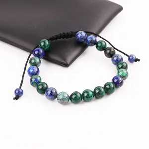 Fabbrica che fa 8MM perle di diaspro occhio di pietra naturale fatto a mano Macrame amicizia braccialetto regolabile uomini donne