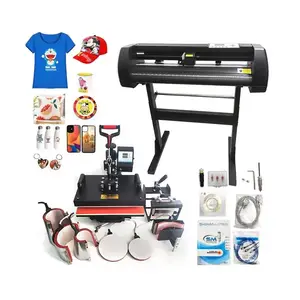 720mm 25inch Vinyl plotter cutting machine and 8 in 1 tshirt printing machine heat press machine