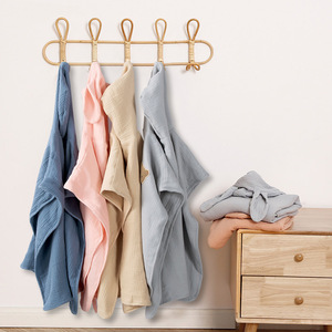 Bông 100% phim hoạt hình thỏ tai Túi trẻ em 60x80cm mềm Bìa up CAPE Muslin hấp thụ trùm đầu khăn tắm trẻ mới biết đi tắm - Product Image 1