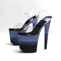 20CM / 8 pouces PVC supérieur femmes mode exotique haut talon plate-forme Peep Toe bride à la cheville sandale pôle chaussures de danse