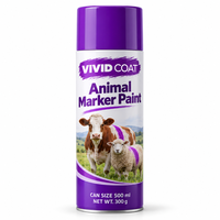 VIVID COAT Spray Marqueur pour Animaux 500ml Peinture pour Bétail Résistante à la Décoloration pour l'Identification des Chevaux, de la Volaille et des Chèvres