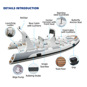 RIB <span class=keywords><strong>580</strong></span> Yacht gonflable en fibre de verre <span class=keywords><strong>Semi</strong></span>-<span class=keywords><strong>rigide</strong></span> gonflable PVC Hypalon Rib Boat avec ancre avancée - Product Image 2