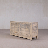Armoire artisanale en bois massif blanc vieilli, style Wabi-Sabi chinois antique, écologique, 5+ compartiments, pour salon, chambre, salle à manger