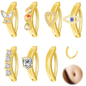 Anillos de Ombligo Modernos de Acero Inoxidable con Diamantes de Imitación, Ojo del Diablo, Corazón y Mariposa, Joyería para Piercing Corporal - Product Image 4