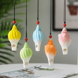 Pendentif sifflet en céramique colorée en forme de coquillage dégradé pour enfants, jouet musical - Product Image 6