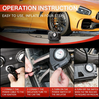 Nouveau compresseur d'air portable pour voiture 12V avec manomètre numérique, moniteur de pression des pneus, arrêt automatique, certifié ABS CE pour les situations d'urgence