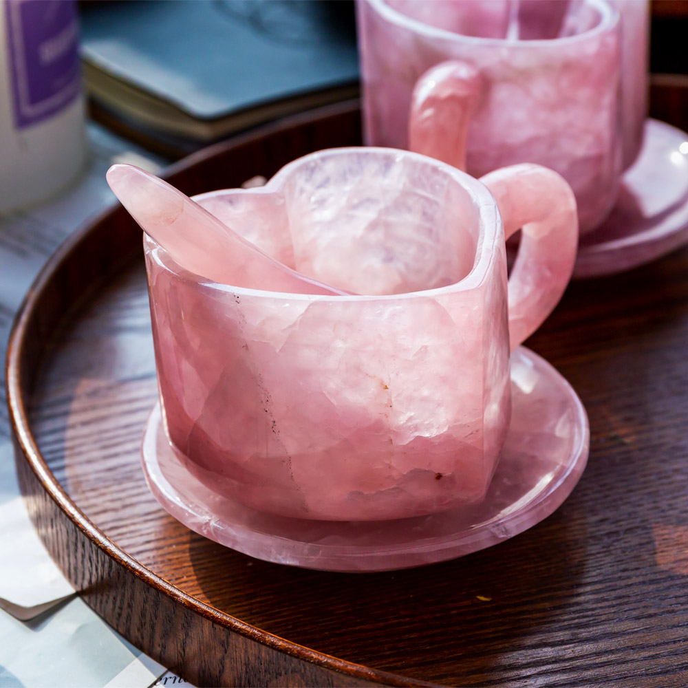 天然ローズクォーツカップ（手彫り） 天然ローズクォーツカップ（手彫り）