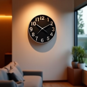 Reloj de pared (25cm) con números en negro y plateado RAC1003 - Product Image 3