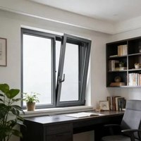 Ventana Abatible de Aluminio con Marco Delgado, Diseño Minimalista Moderno, Hoja Oculta, Vista Panorámica de Lujo, Doble Acristalamiento para Villa