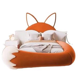 Cama completa de madera maciza de diseño minimalista moderno con cómodas barandillas acolchadas suaves Adorable Fox Princess para dormitorio de niñas - Product Image 4