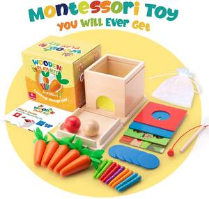 Dropshipping 4 en 1 juguetes educativos Montessori Waldorf objeto moneda tejido permanencia caja Desarrollo Educativo juguetes de madera - Product Image 4