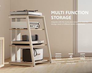 Solid Structure HiFi <strong>Cabinet</strong> 4 Shelves 50 kg Maximum Load Capacity Turntable Audio Video Furniture Wood Steel <strong>CD</strong> Player Kitchen - Product Image 2