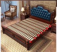 Lit en bois massif King Size classique pour chambre à coucher avec sommier intégré