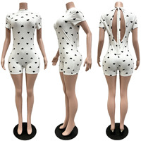 Combinaison côtelée sexy pour femme, imprimé léopard cœur, très extensible, moulante, sans manches, dos nu, grande taille – Offre Spéciale