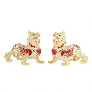 SHINNYGIFTS - Adorno de Metal Esmaltado con Forma de Elefante, Figura Coleccionable Tradicional de Feng Shui, Regalo de Boda para Protección, Riqueza y Buena Suerte - Product Image 2