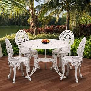 Hermoso Conjunto de Mesa y Sillas de Acero Moderno y Decorativo para Uso en Exteriores, Hoteles y Apartamentos - Product Image 2