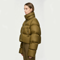 Veste courte matelassée surdimensionnée pour femme, col montant, coupe-vent, personnalisable en usine