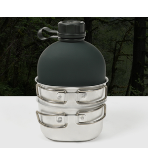 Contenedor de Alimentos Táctico de Aluminio para Acampar al Aire Libre, Taza de Aluminio para Beber Agua, Cantimplora de Agua, Juego de 3 Piezas - Product Image 3