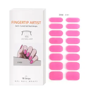 Korean 3d Semicured Nail Wrap Custom Logo Uv Cured Lamp Semi-cured Gel Nail Sticker For Gel Application On Art Nail