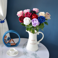 Hochwertige Künstliche Rosen Realistische Seidenblumen in Lila/Blau/Rosa/Weiß/Rot für Partydekoration und Weihnachten