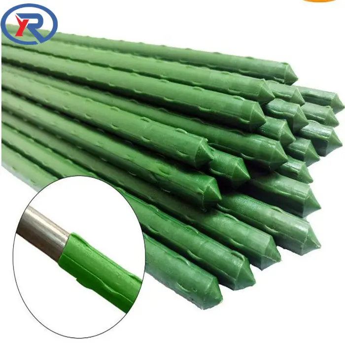 Custom PVC coated Sturdy Steel Core metal Garden Stakes Plastic Plant Support stake Tomato Cucumber Stakes