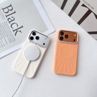 Coque en silicone liquide motif tournesol avec aimant puissant pour iPhone 16 17 18 Pro Max, compatible charge sans fil, antichoc, avec paillettes et diamants