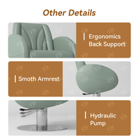 Chaise de coiffeur hydraulique Turri Modern Beauty Salon, pivotante à 360°, avec siège en cuir PU, repose-pieds réglable et durable.
