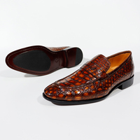 Chaussures habillées de luxe Goodyear en cuir de crocodile pour hommes, mocassins Penny faits main à enfiler, chaussures de ville modernes pour hommes