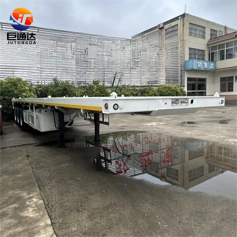 Shipping 20ft 40 Feet 45ft Container Transport Flat Bed Trailer 3 axle Flatbed Semi Trailer Price