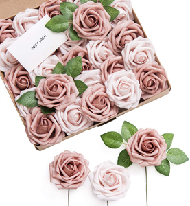 Flores Artificiales Combinadas en Tonos Cálidos Taupe <span class=keywords><strong>y</strong></span> Nude, 25 Piezas <span class=keywords><strong>de</strong></span> Rosas Realistas con Tallo para Centros <span class=keywords><strong>de</strong></span> Mesa <span class=keywords><strong>de</strong></span> Boda <span class=keywords><strong>y</strong></span> Decoración <span class=keywords><strong>de</strong></span> Mesa - Product Image 1