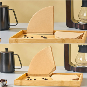 Pasta di legno originale carta da filtro caffè tipo V 50 fogli per caffè a forma di ventaglio V02 tazza filtro per <span class=keywords><strong>V60</strong></span> cono carta da tè - Product Image 6