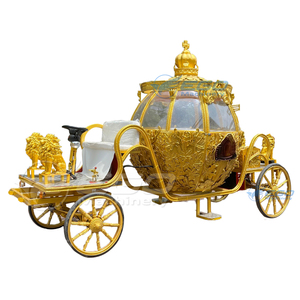 Carruaje Dorado de Estilo Victoriano sin Caballos, Eléctrico, para Viajes, con Diseño de Calabaza de Cenicienta, para Bodas, de Doble Función - Product Image 1