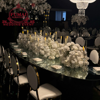 Hôtel salle de banquet mariages blanc fer métal base miroir verre top événements tables et chaises