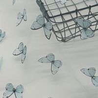 Tissu en maille brodé papillon 3D 100% polyester pour robes de filles, poids moyen, motif décoratif