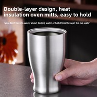 Unisweet Tasse isotherme en acier inoxydable 304, style européen, écologique, résistante à l'eau bouillante, pour thé, bière et café