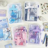 Ensemble de papeterie multicolore, fournitures de bureau pour étudiants, outils de planification, ciseaux, carnet, agrafeuse, boîte de rangement, coffret cadeau de luxe