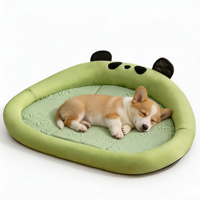 Cama refrescante para mascotas con diseño de panda de dibujos animados, colchoneta tejida transpirable para perros y gatos, nido de verano, almohadilla suave lavable, cojín tipo bolster para cachorros y gatitos