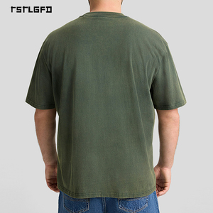 เสื้อยืดผู้ชายไซส์ใหญ่ ผ้าหนา ซักแบบวินเทจ มีกระเป๋าเสื้อ ทรงใหญ่พิเศษ ย้อมสีทั้งตัว คอกลม แขนสั้น - Product Image 4