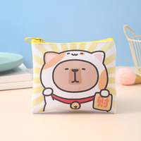 Dompet Kanvas Kartun Kapibara 2025 untuk Wanita dan Anak Perempuan dengan Kantong Ritsleting Penyimpanan Koin, Kunci, dan Earphone Sebagai Tempat Pensil